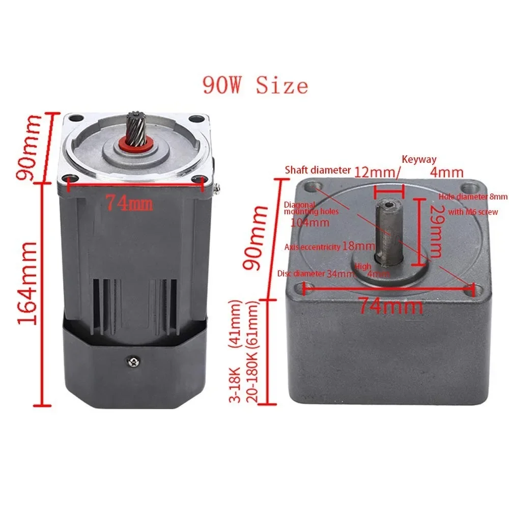 

110V 90W 270RPM Ac Gear Motor Electric Single-Phase Motor Gear Motor with Variable Speed Adjustable Controller Governor Geared M
