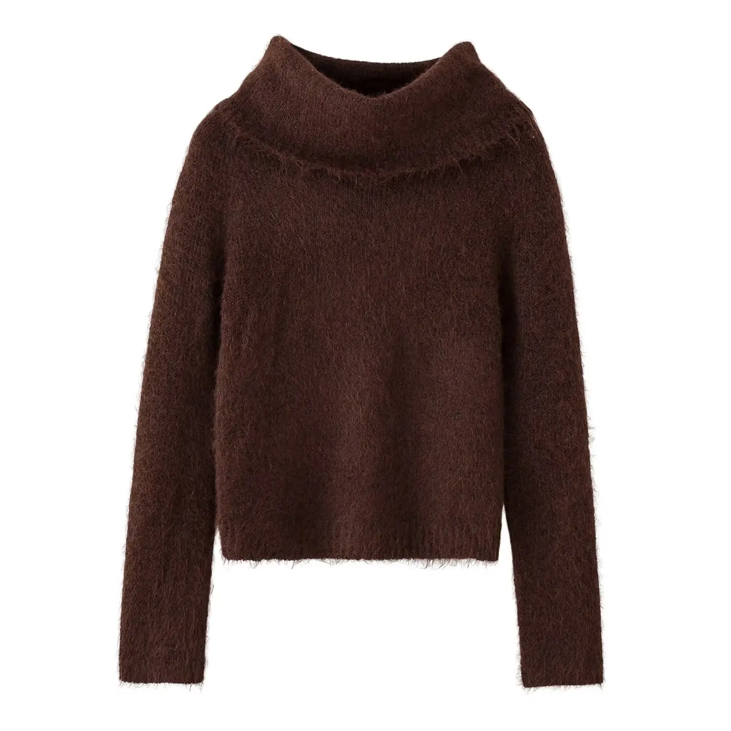 

2 цвета, осень 2023, женский вязаный свитер с высоким воротником, американский ретро пуловер с длинными рукавами реглан, джемпер, короткий трикотаж