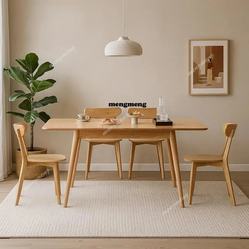 Oak Wood Extendable Dining Table - Adjustable Design 47.24 to 63 inch - Expanding Kitchen Table Up to 4 People Customized