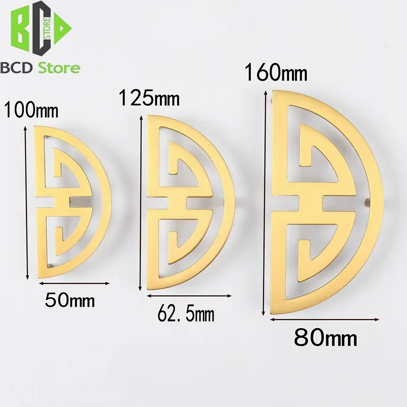 BCD Circular Chinese Style Solid Brass Gold Handles Cabinet Drawer Door Pulls Artistical Retro Furniture Hardware