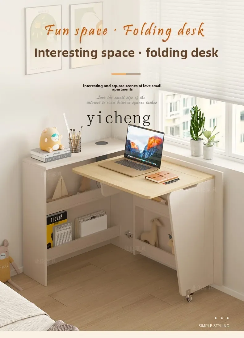 Zws. Household hidden corner folding desk bookcase integrated combination corner window