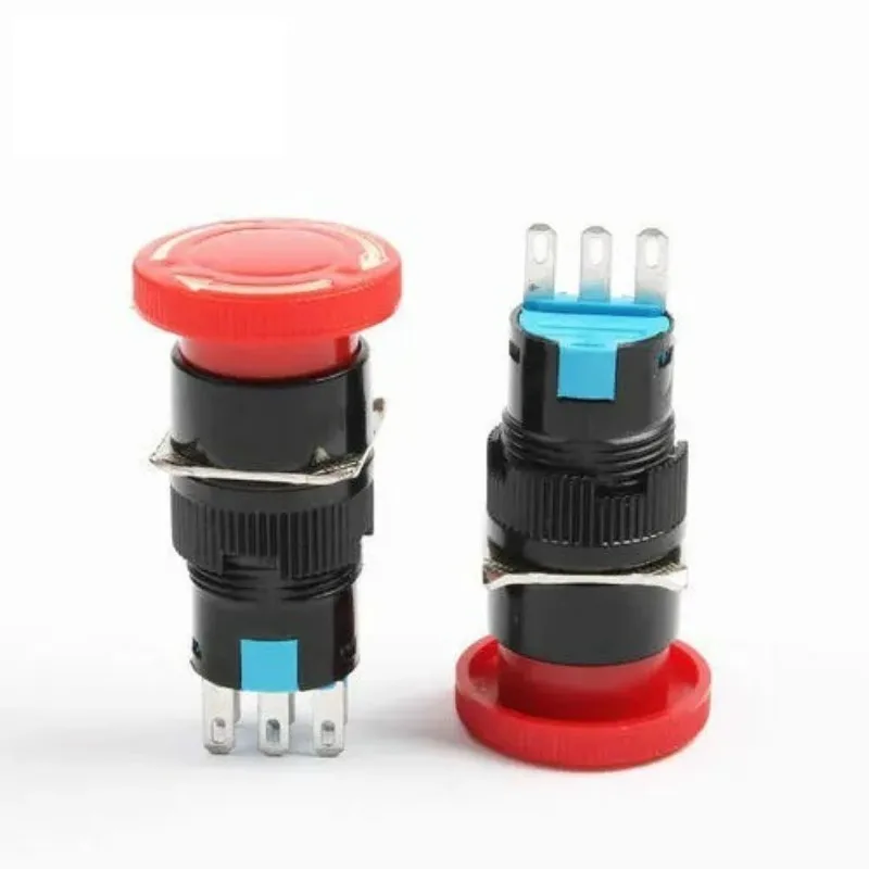 Emergency Stop Button Switch 16MM New Energy Charging Pile Switch, Mushroom Head Knob Emergency Stop Switch