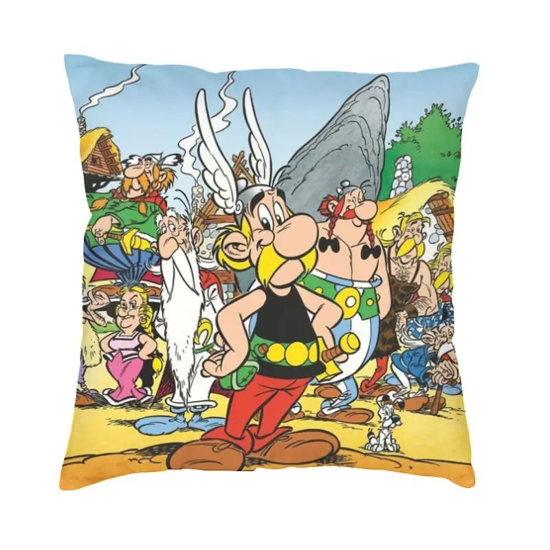 Fashion Anime Asterix And Obelix Throw Pillow Case 60*60cm for Sofa Getafix Cushion Cover Car Pillowcover Double-sided Printing