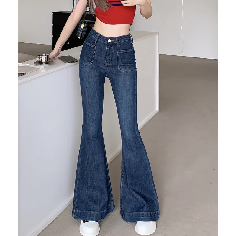 

Blue High Waist Jeans for Women Solid American Vintage Fashion Streetwear Wide Leg Jean Female Trouser Y2K Baggy Denim Pants