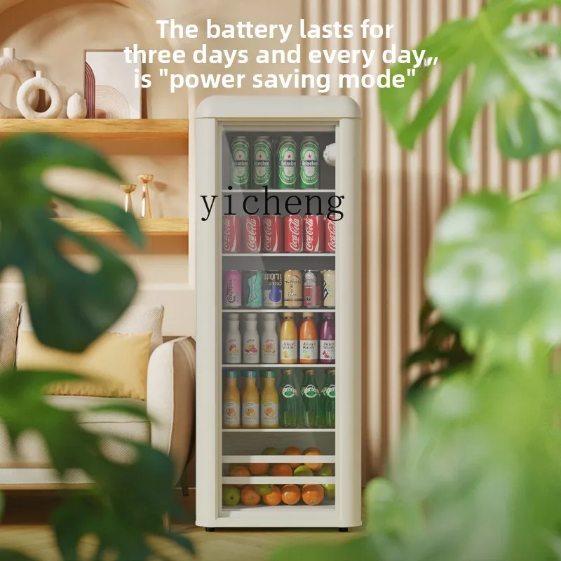 

XL Home Small Retro Refrigerator Living Room Office Transparent Refrigerator Fresh Beverage Wine