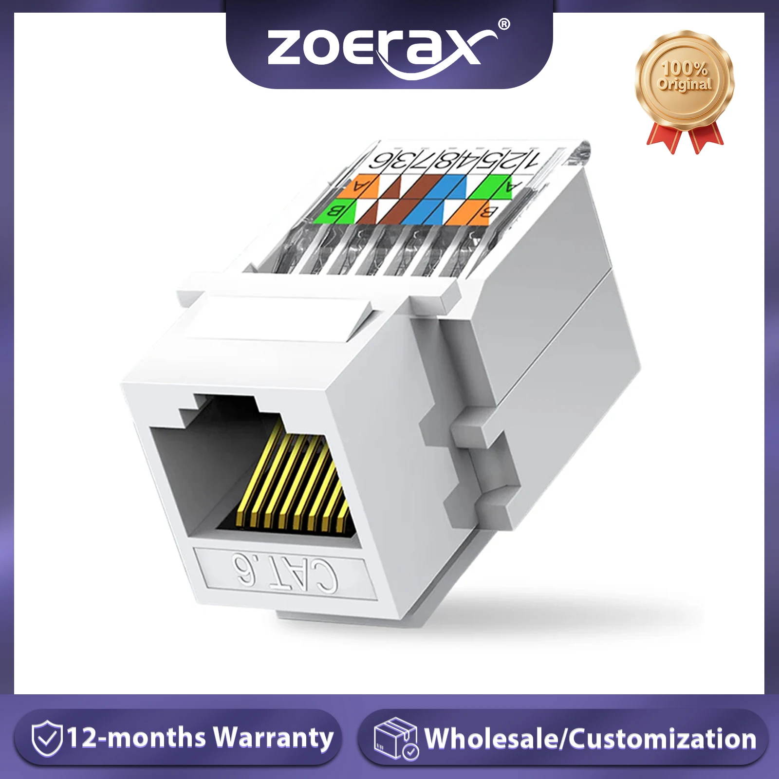 

ZOERAX 10PCS Cat6 Cat5e Tool-Less RJ45 Keystone Jack, No Punch Down Tool Required Module Coupler(Not compatible with Patch Panel