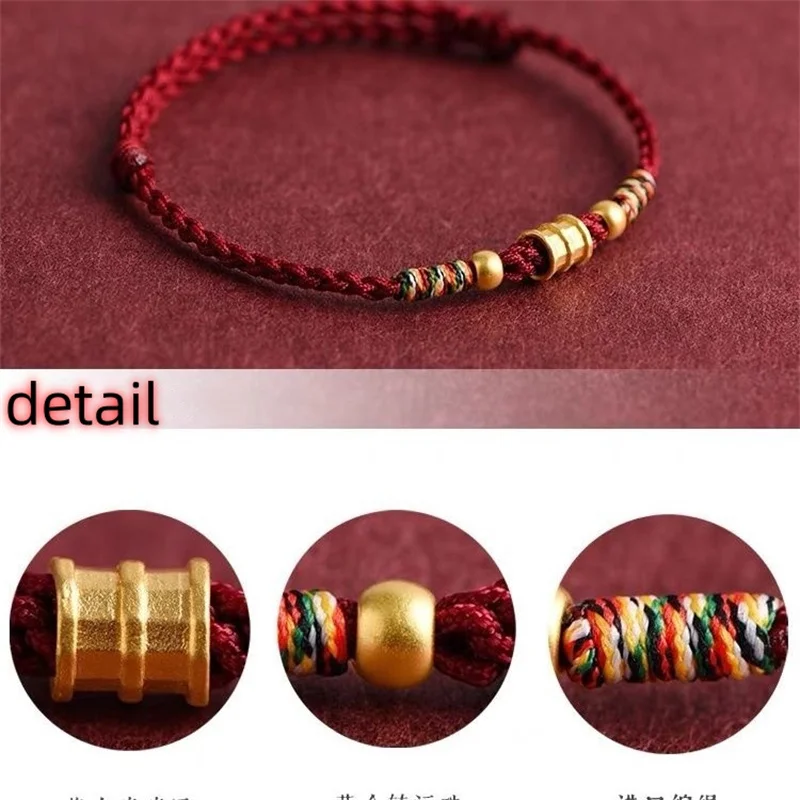 Fashion Hand Woven Gold Color Beads Red Rope Charms Bangles Anklets Women Men Lucky Bracelets  Friend Lovers\' Gift