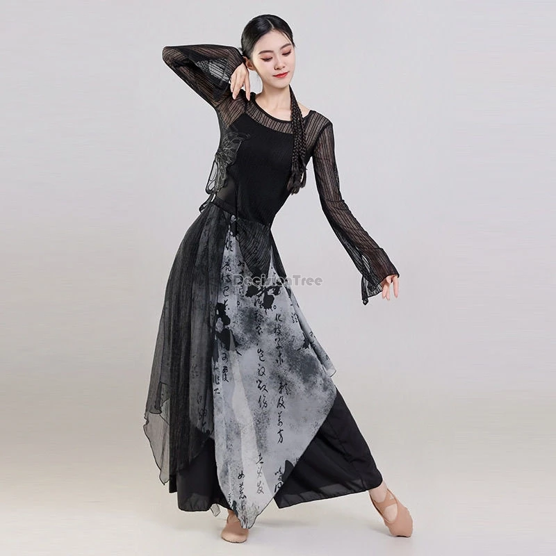 

2025 new chinese style ink painting chinese classical dance performance costumes practice costumes traditional dance dress set