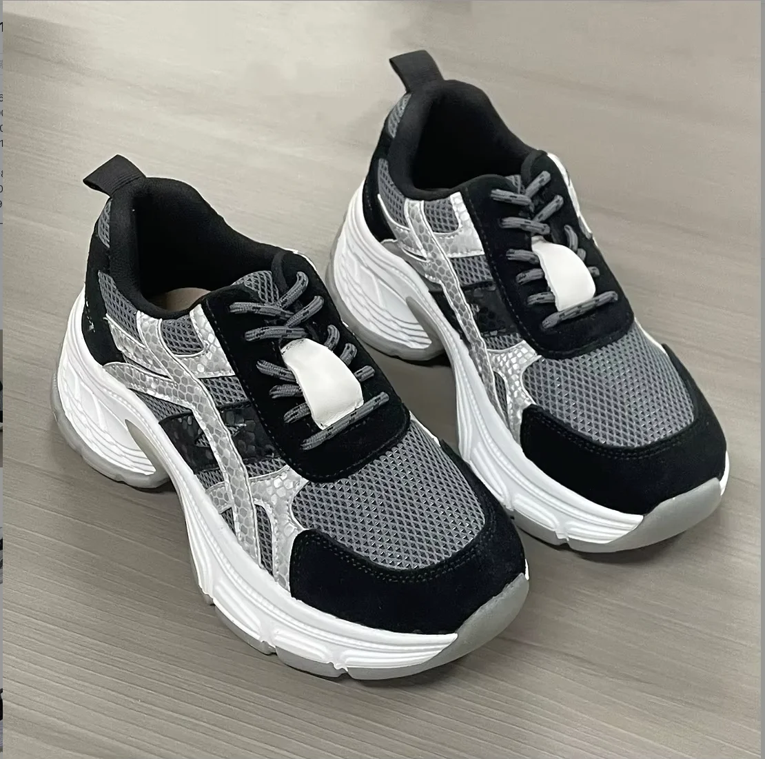 Jinyu High Quality Ladies Sports+ Shoes Genuine Leather Party Commute Color Block Heightening Shoes Trendy Women's Footwear