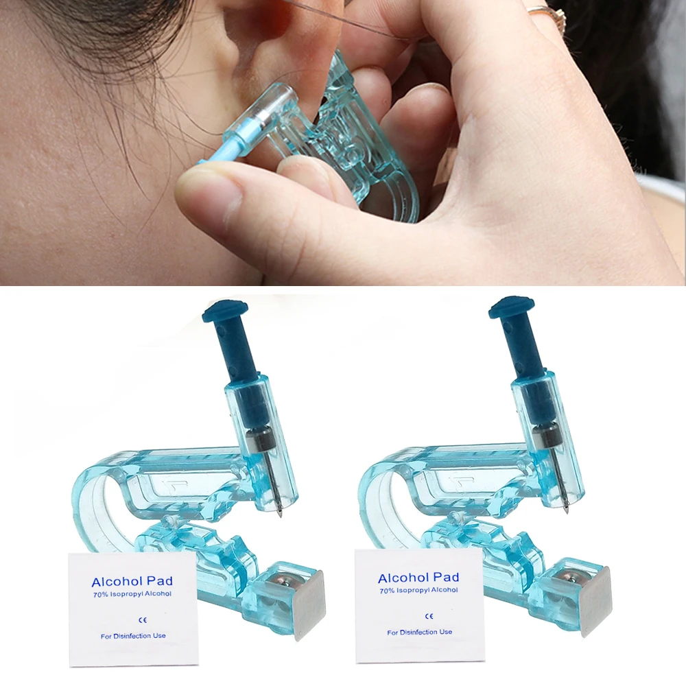 2-100Pcs Ear Piercing Gun Kit Disposable Disinfect Safety Earring Piercer Machine Studs Nose CLip Body Jewelry Piercing Tools