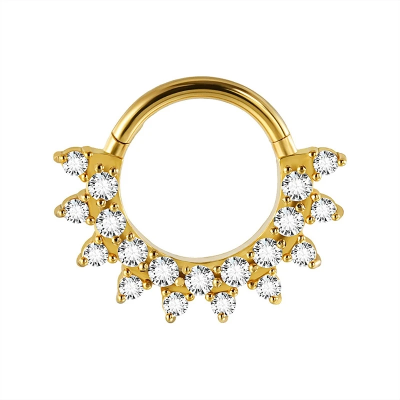 

Crystal Nose Clickers Fashionable Handmade Septum Ring Stainless Steel Piercing Accessory for Ear and Cartilage C71A