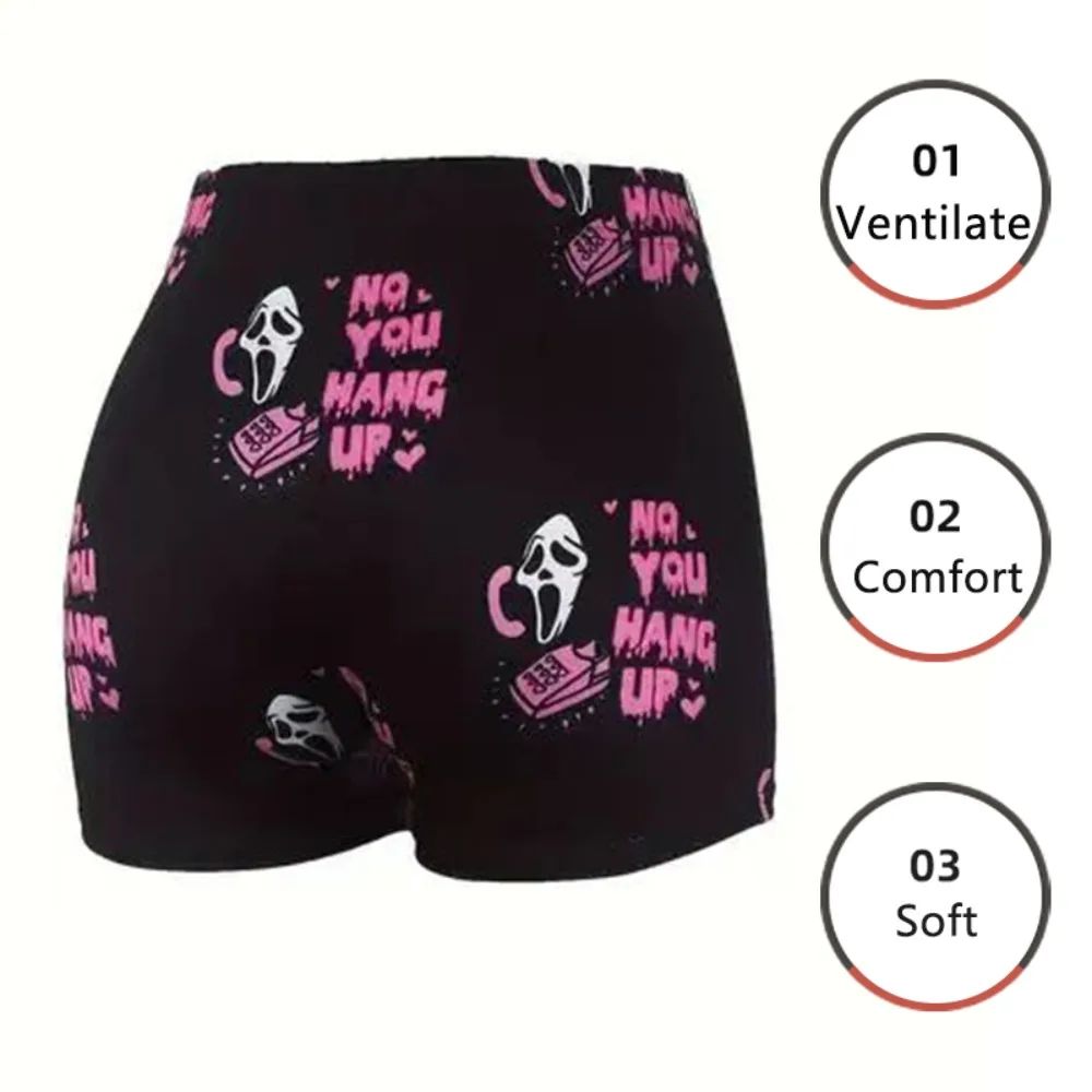 Pantalones cortos de Yoga sin costuras fantasma, pantalones cortos ajustados con estampado de letras de Halloween para mujer, pantalones cortos de gimnasio, mallas elásticas para levantamiento de glúteos