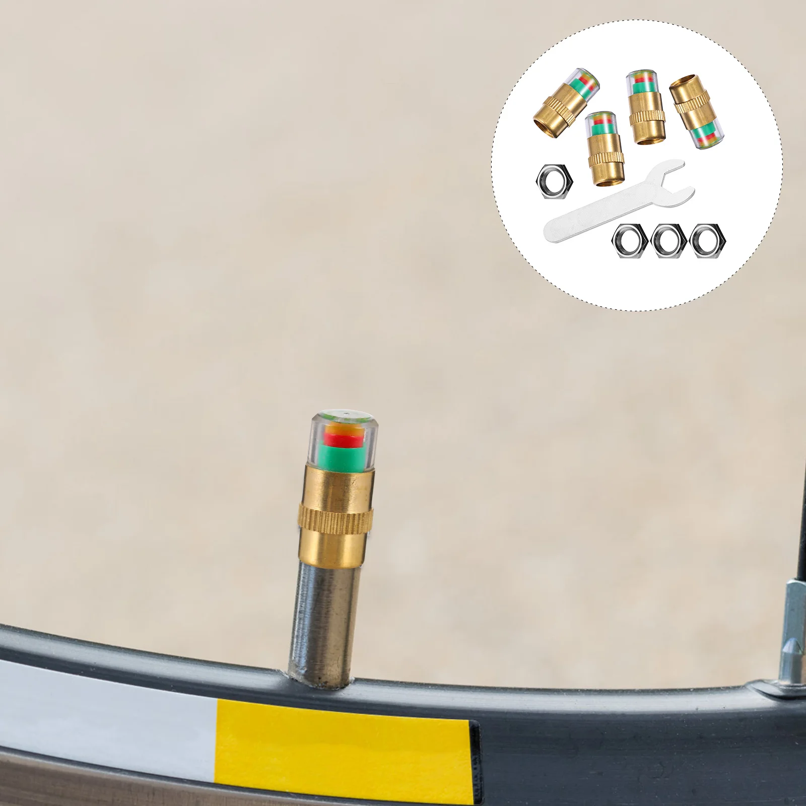 

1Set Tire Pressure Warning Caps Anti-Theft Car Tire Pressure Measuring Device Stable Installation Fuel Efficiency Safety Helper