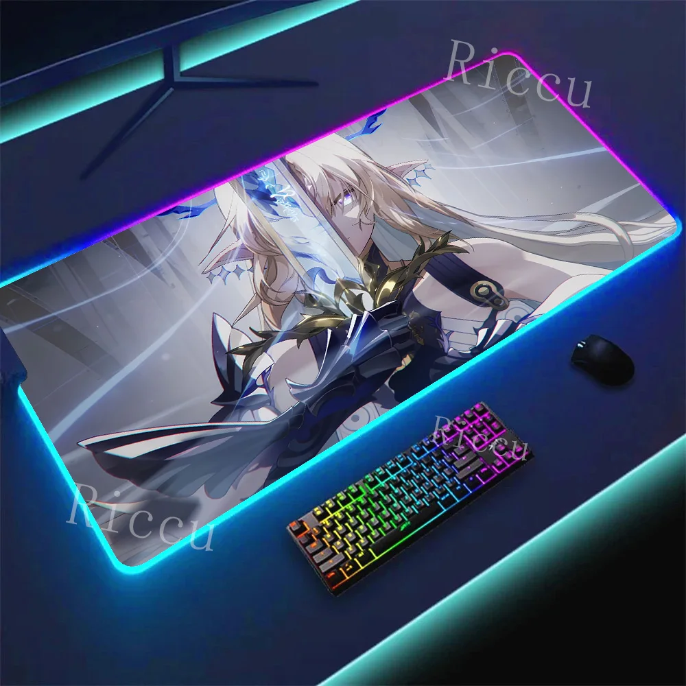 

RGB Cartethyia Wuthering Waves Rubber Mouse Pad Game Laptop Play Mat Extra Large Kawaii Non-slip MousePad Gaming Accessories XXL