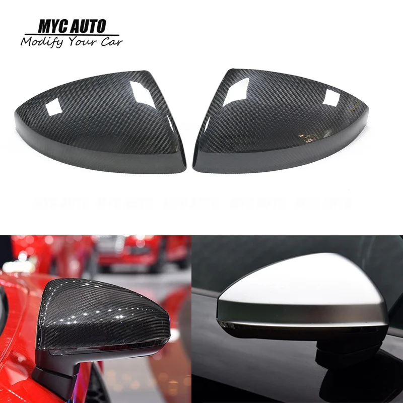 Real Dry Carbon Fiber  Mirror Cover For Audi R8 TT TTS MK3 2015 20162017 2018 2019 2020 Add On Style Rear View Mirror Cap