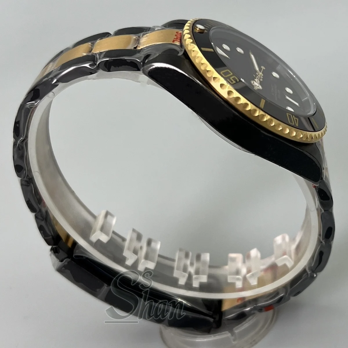 NH35 PT5000 40mm ツートンゴールド メンズ高級ダイビングウォッチ サファイアガラス セラミックベゼル ステンレススチールブレスレット 防水