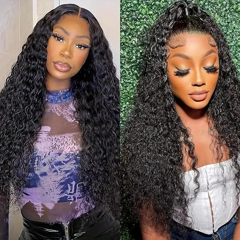 Rosabeauty 250% Density HD 13X6 360 HD Transparent Deep Wave curly Lace Frontal Wigs 30 40 Inch 13X4 Front Human Hair Wigs