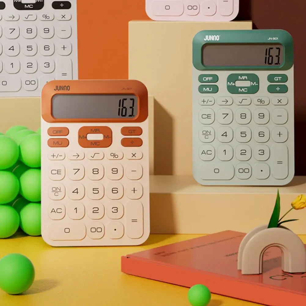 Calculadora de fondo antideslizante portátil, calculadora de escritorio con batería de 12 dígitos, pantalla Lcd, botones grandes, Ideal para estudiantes