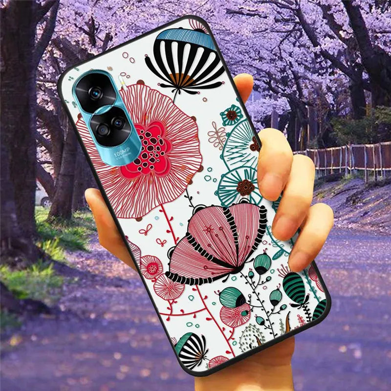 For Honor 90 Lite Case Honor90 5G 3D Relief Flower Emboss Soft Silicone Funda Covers for HONOR 90 Pro 90Lite Paint Coque Para
