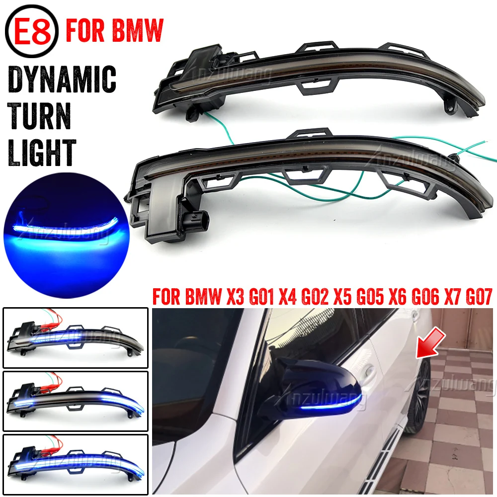 2pcs Fit For BMW X3 X4 X5 X6 X7 G01 G02 G05 G06 G07 Dynamic Blinker LED Turn Signal Rline Touran Mirror Light 2018 2019 2020