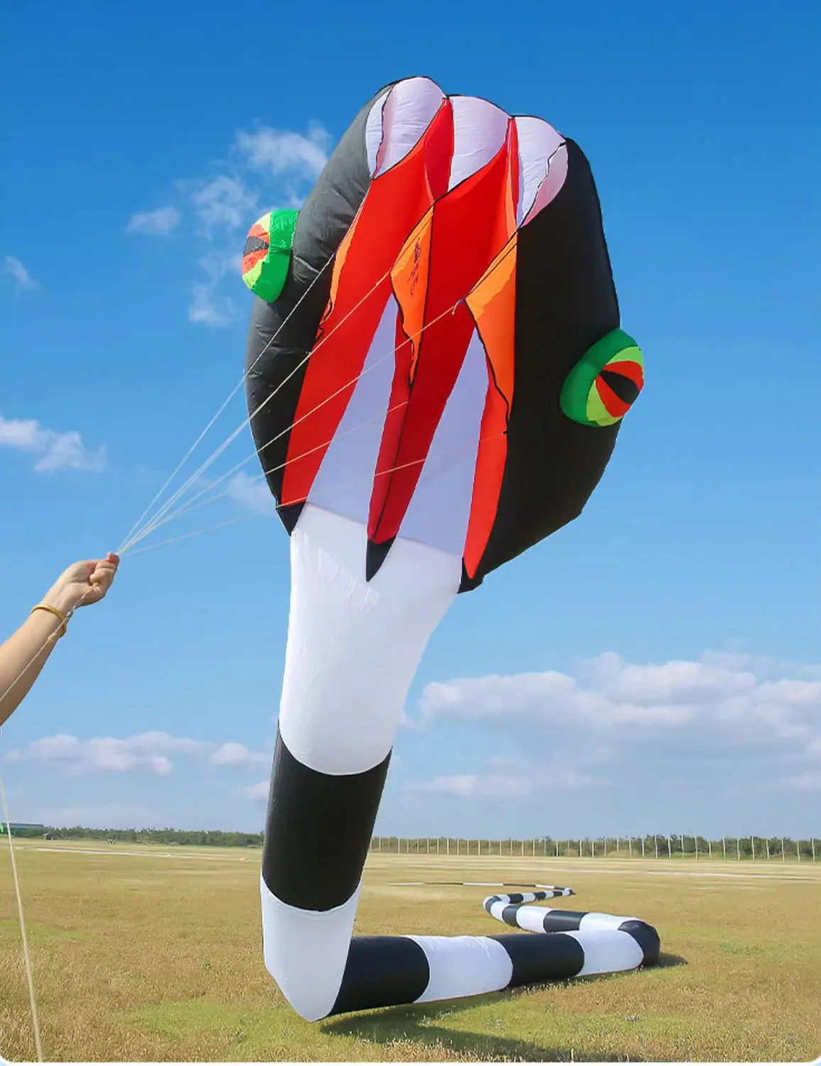 55M Giant 3D Soft Inflatable Snake Kite for Adults – Large Outdoor Animal Display Kite