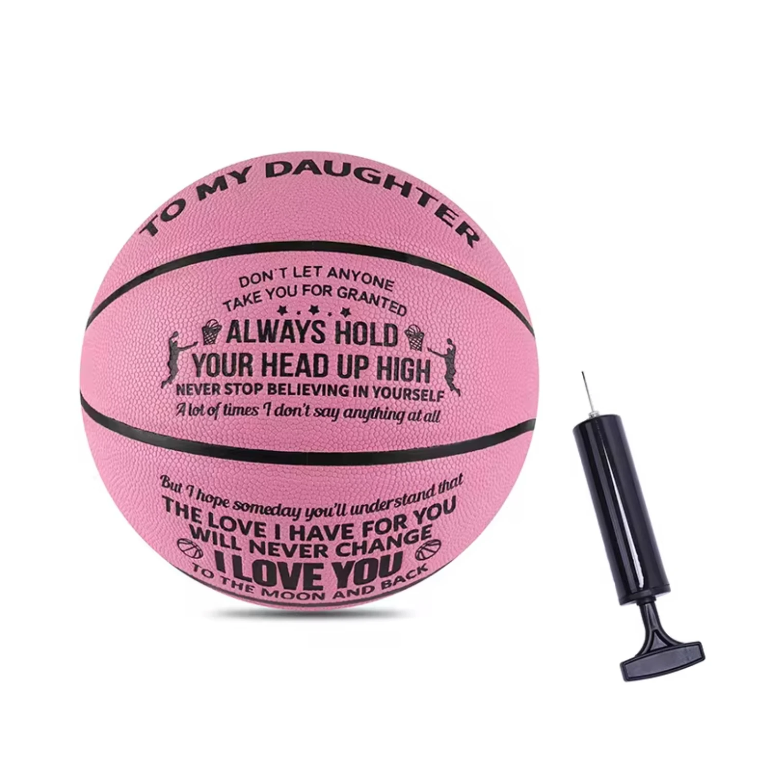 1  To My Daughter Basketball PU Leather Indoor and Outdoor Professional Game Training Ball