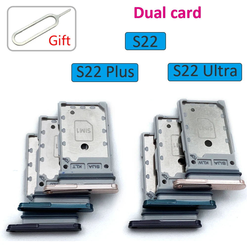 Testado SIM Card Slot Bandeja do cartão SD, Chip gaveta, substituição do adaptador suporte para Samsung S22, S22 Plus, S22 Ultra Plus, Pin, Novo