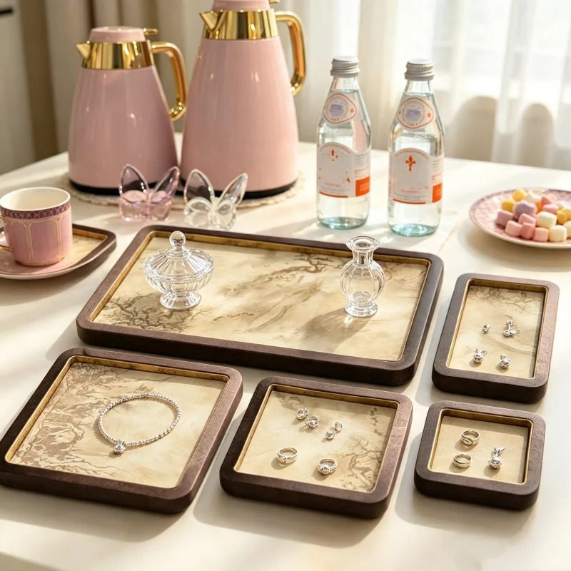 High-End Chinese Embroidery Velvet Edge Jewelry Tray, Bracelet Beads Necklace Counter Display & Live Stream Viewing Plate
