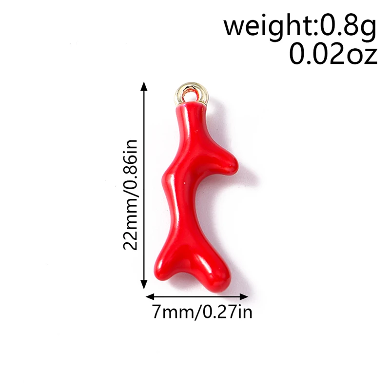 5 Stück 7 x 22 mm niedliche Emaille-Meereslebewesen-Korallen-Charms-Anhänger für die Herstellung von Ohrringen, Halsketten, Armbändern, DIY-Handwerk, Schmuckzubehör – Detail 1
