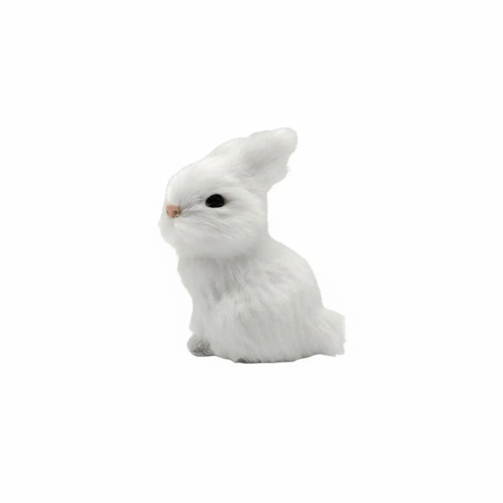 Rabbit Plush Doll Lifelike Animal Ornament Desktop Figure for Spring Festival and Easter Basket