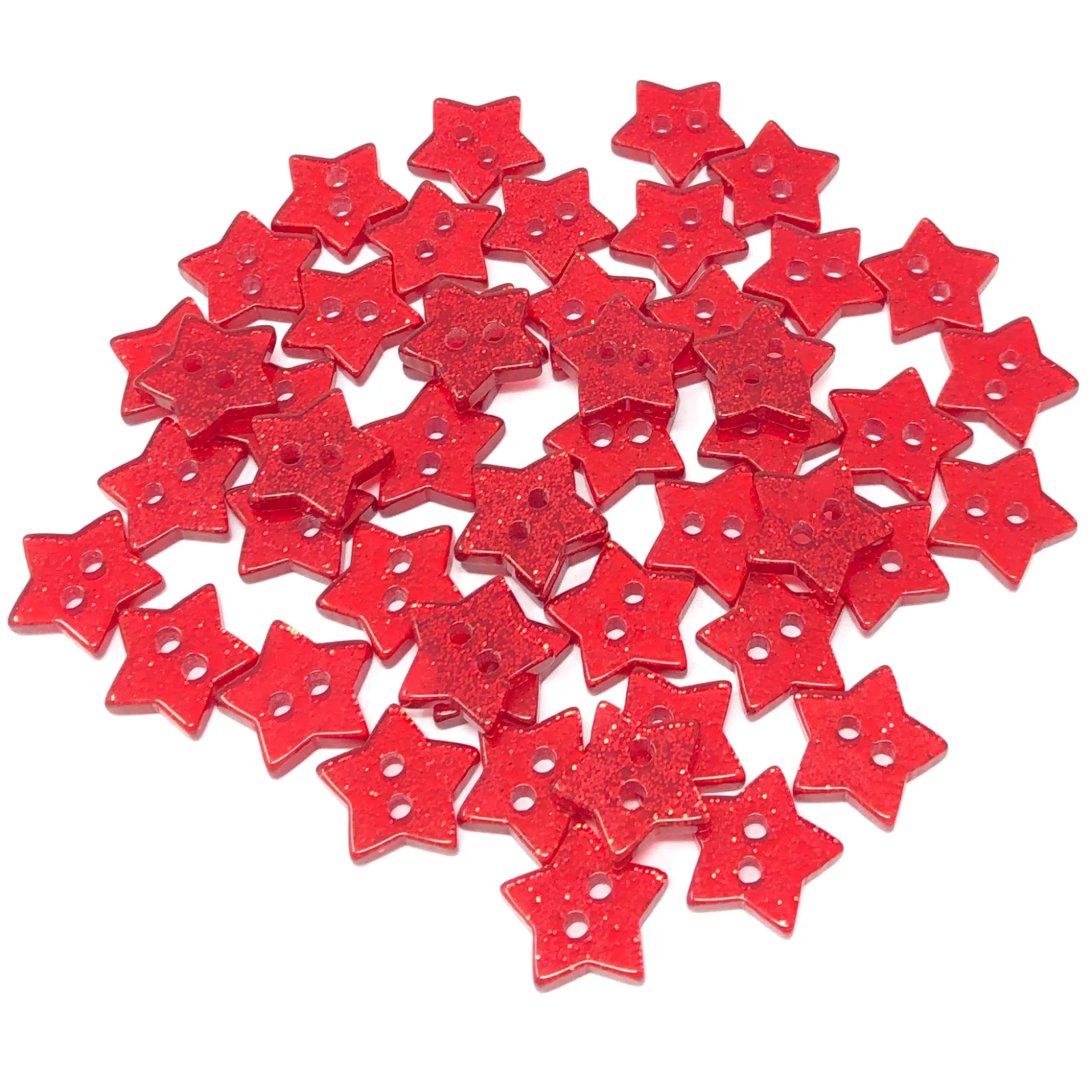 200pcs 14mm Resin Glitter Star 2 Holes Buttons DIY Dress Sewing Accessories Sparkle Christmas Embellishment For Cardmaking