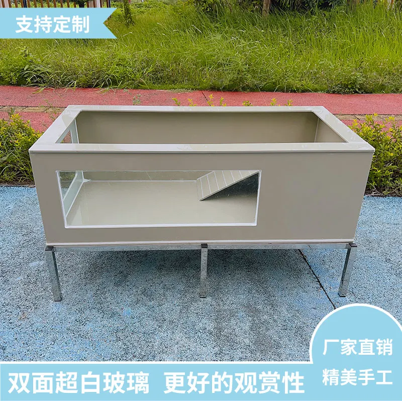 Ornamental turtle tank with platform PP plastic ultra-white glass turtle pool balcony tank turtle breeding landscape