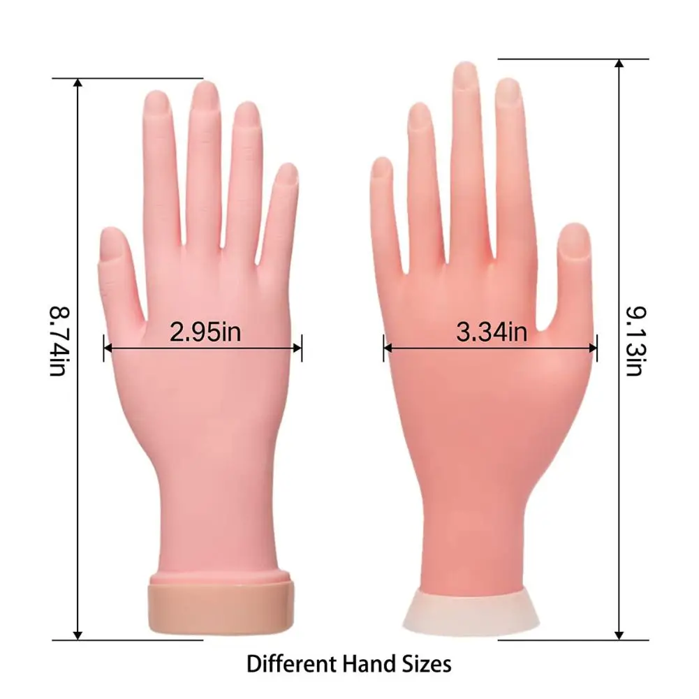 Nail Tips Training False Hand Flexible Bendable Movable Fake Mannequin Left And Right Hands Manicure Practice Tool For Trainer