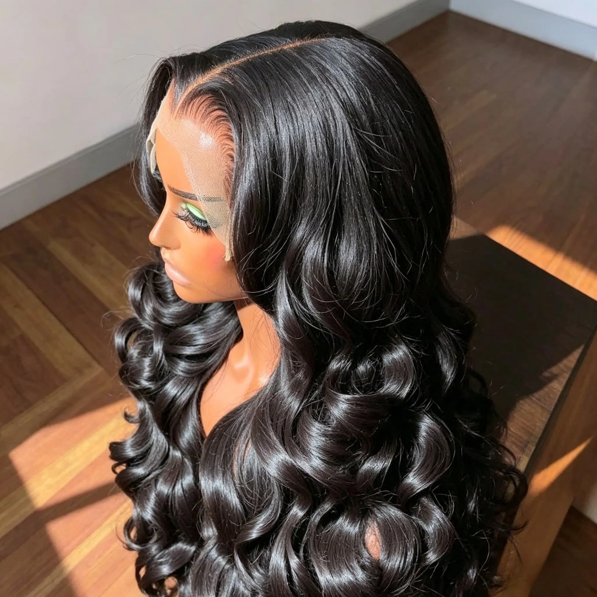 

Парик Body Wave с кружевной передней частью из натуральных волос, черный, 13x4 HD, без клея, для женщин, 180% плотность, свободные волны