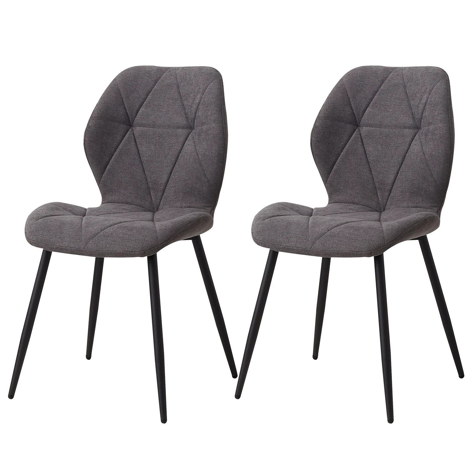 EGOONM Set van 2/4/6 Eetkamerstoelen Gestoffeerde Gewatteerde Linnen Stof Keukenstoelen Metalen Poten voor Balkon Restaurant Eetkamer