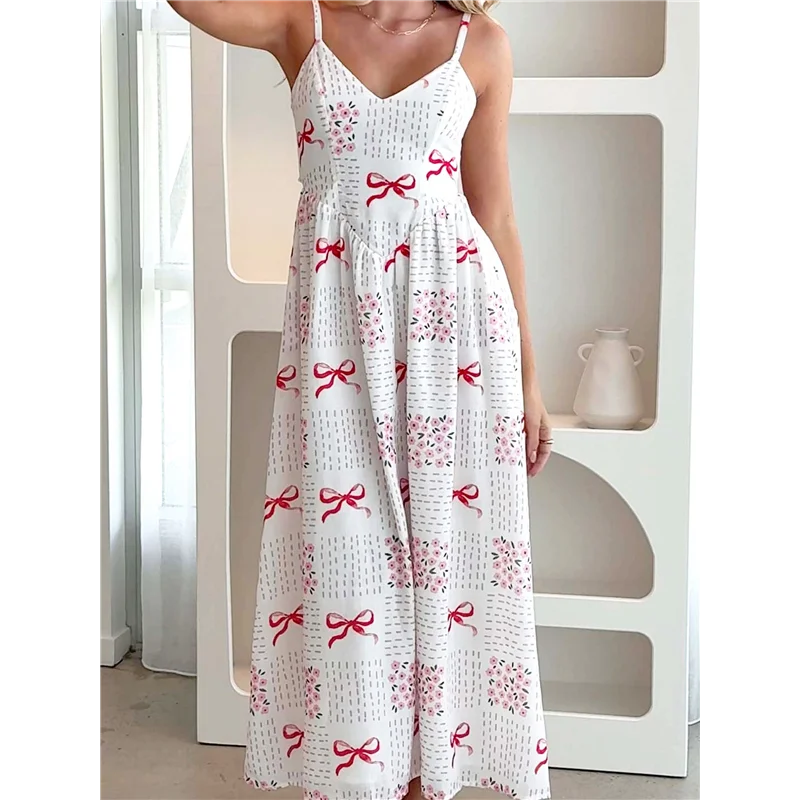 A83F-Vestido largo de verano para mujer, sin mangas, floral, ahumado, boho, playa, vestido largo