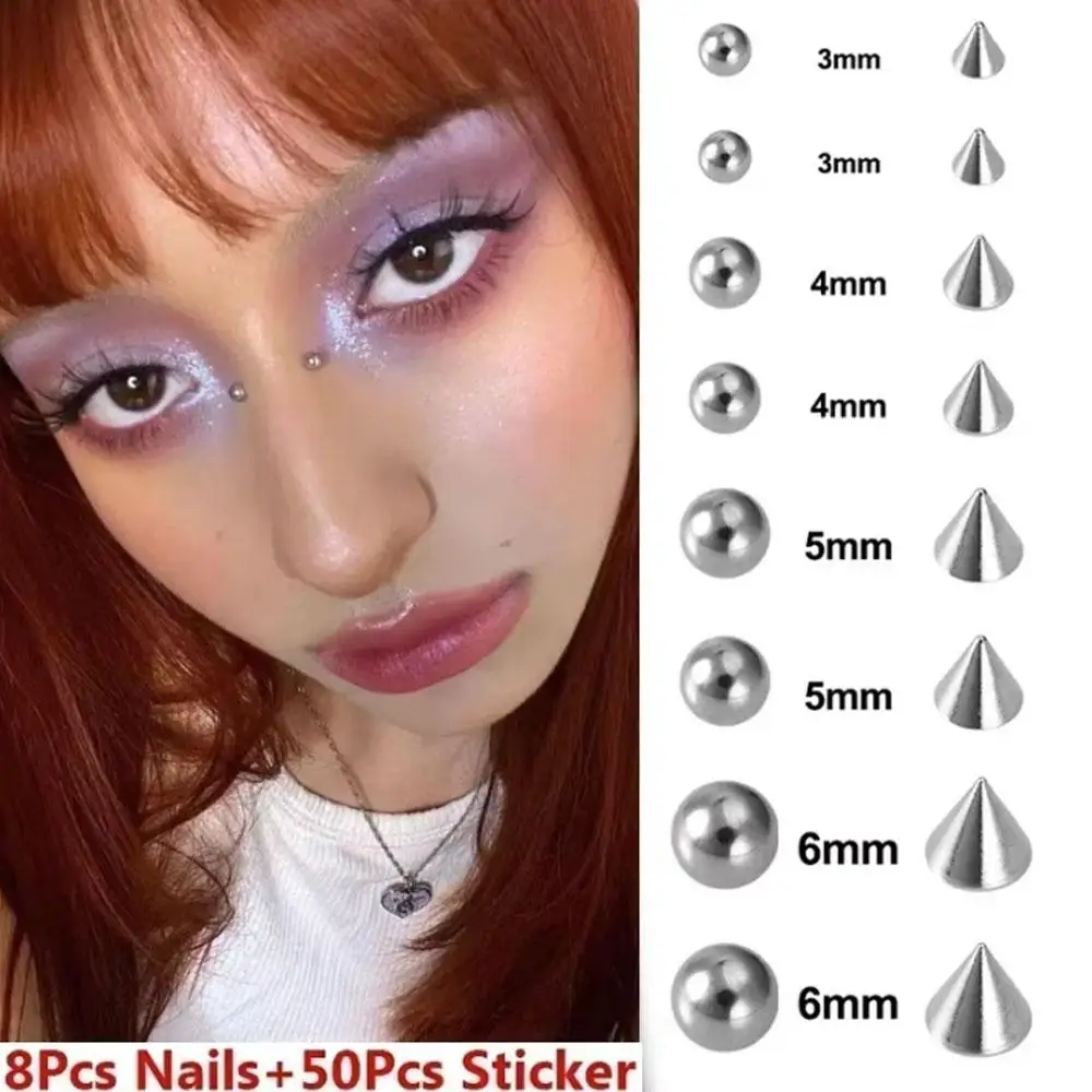 58-180pcs Set Fake Nose Ring Stickers Non Piercied Lip Nails Ear Stud Women Men Pack Fake Eyebrow Lip Piercing Body Jewelry ﻿