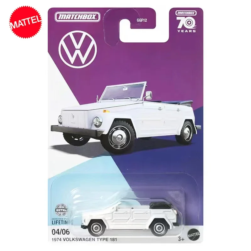 Original Mattel Matchbox Car 1/64 Diecast 70 Years 1974 Volkswagen Type 181 GGF12 Vehicle Model Toys for Boys Collection Gift