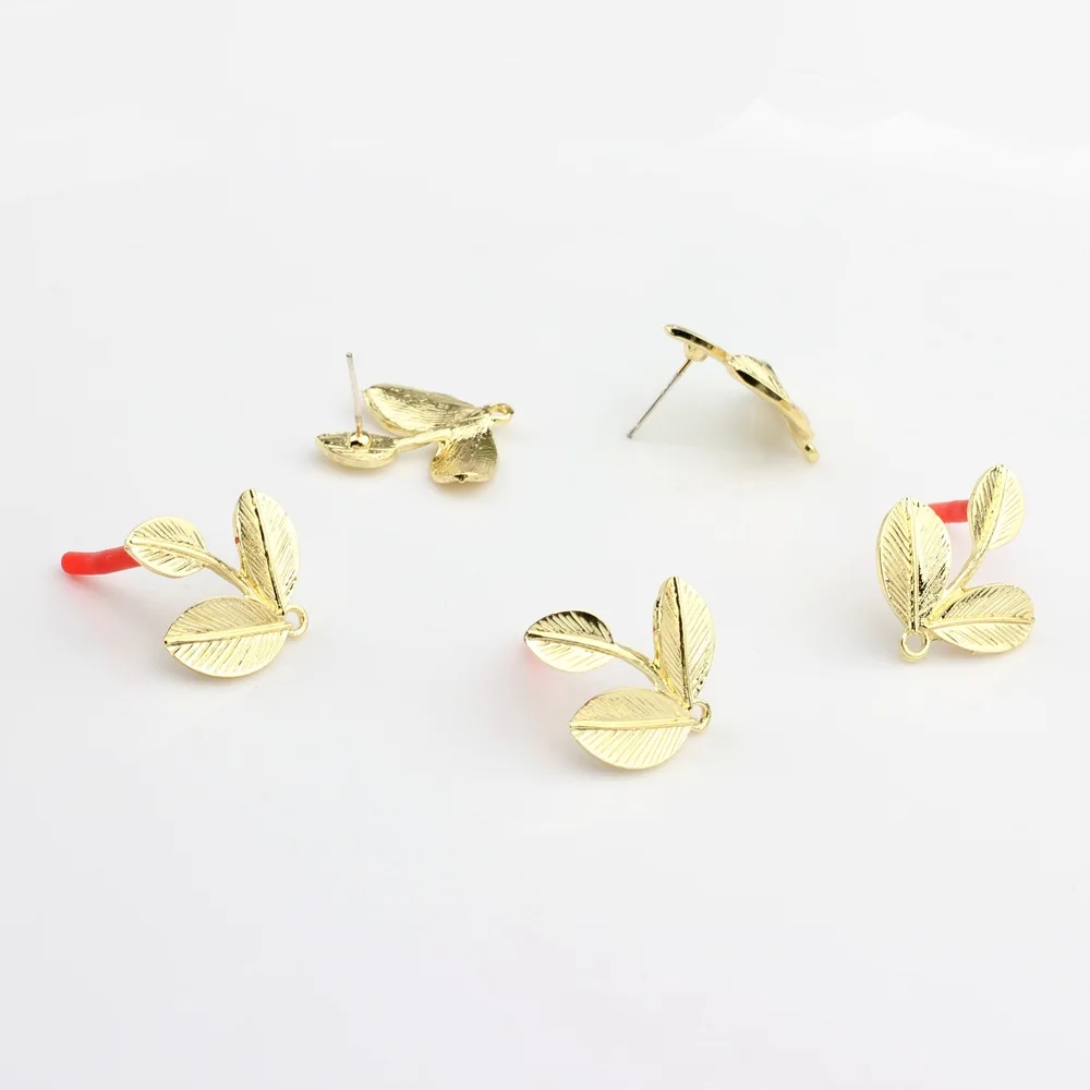 DIY Jewelry Making Accessories - Gold Plated Zinc Alloy Leaf Earring Components for Earrings 6pcs/lot