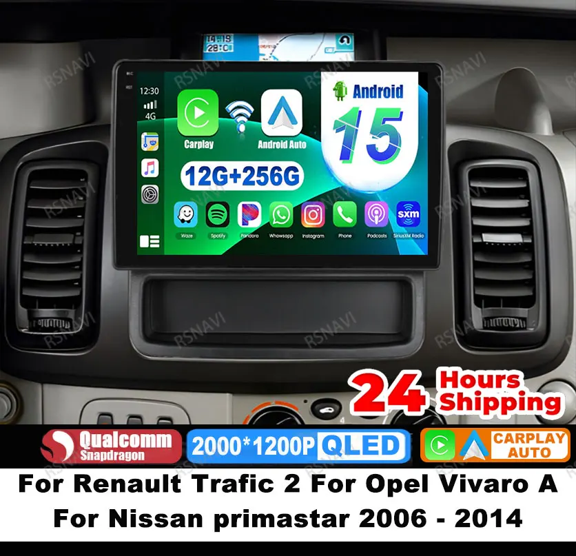 

Car Radio Android 15 For Renault Trafic 2 For Opel Vivaro A For Nissan Primastar 2006 - 2014 Qualcomm QLED Autoradio 5G WIFI BT