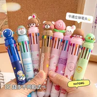 10Color Kawaii Retractable Ballpoint Pen Multicolor ink 10 In 1 Colors Cartoon Gel Pen Stationery Student School Office Supplies