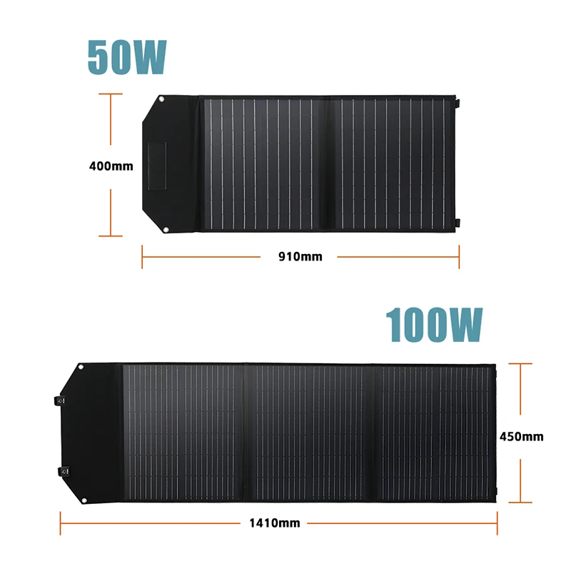 XIONGISOLAR Flexible Foldable Solar Panel High Efficience Travel & Phone & Boat Portable 18V 50W/80W/100W Solar Panel Kit