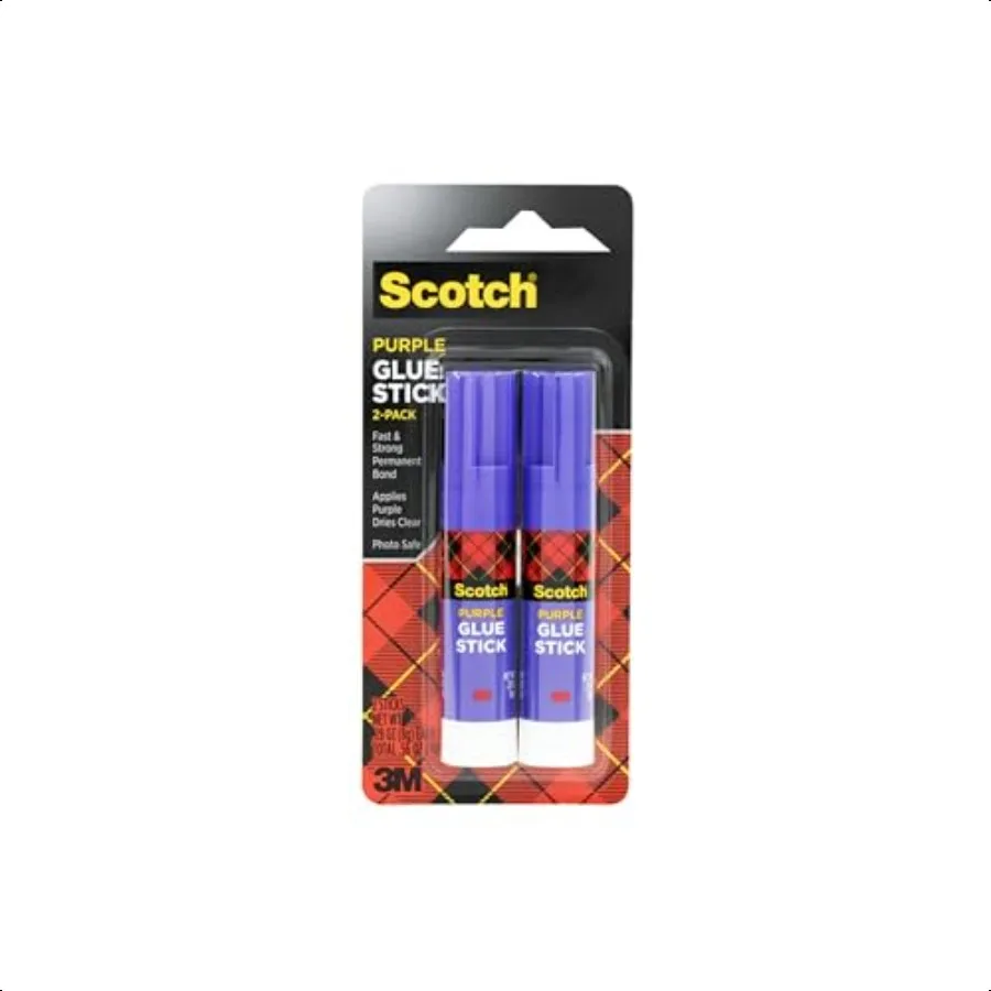 

Purple Glue Stick 61082N.28 Ounce AcidFree NonToxic Dries Clear Ideal for Paper and Fabric Projects 2Pack