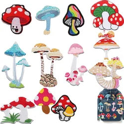 New 1 Pcs Tags Magic Cartoon Embroidery Patch Color Mushroom Embroidery Fusible Applique Badge Backpack Decoration Sew DIY