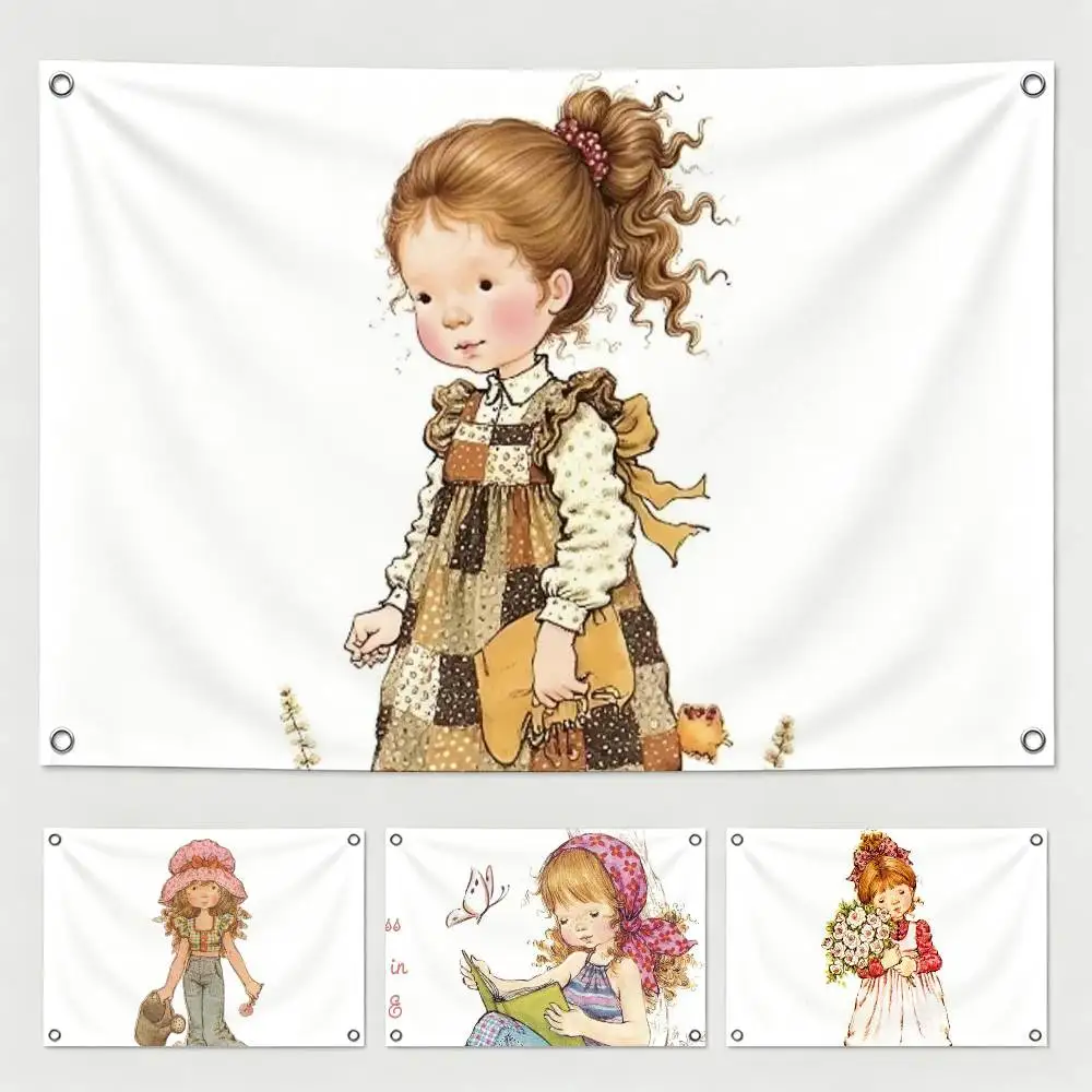 S-Sarah Kay Cute girl  Flags for Bedrooms Home Decor Items Outdoor Decors Garage Decoration Flaga