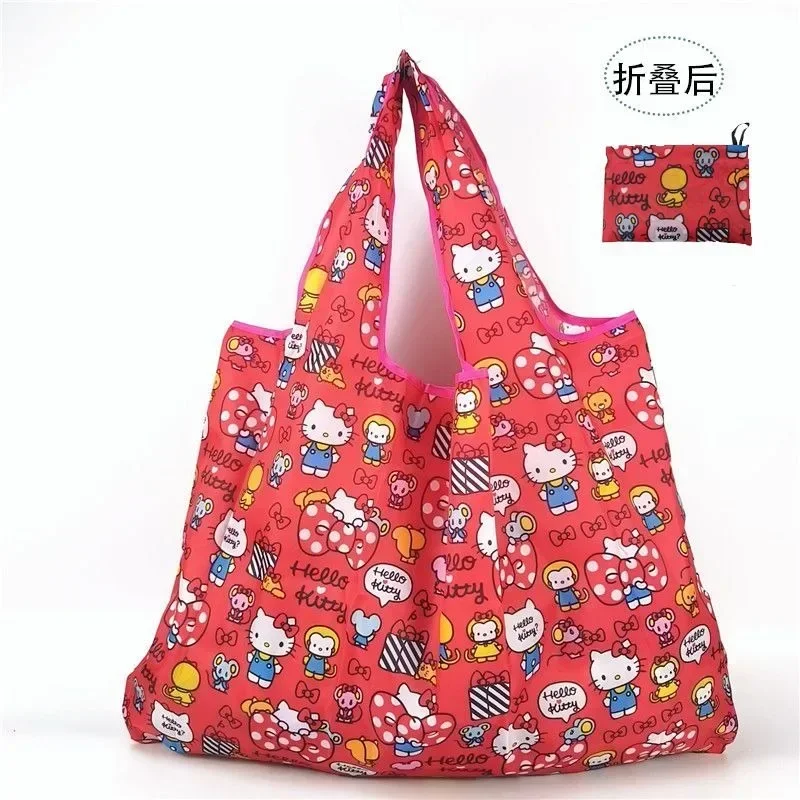 New cute Hello Kitty Cinnamoroll anime cartoon kawaii grocery shopping car travel washable large foldable shopping bag wholesale