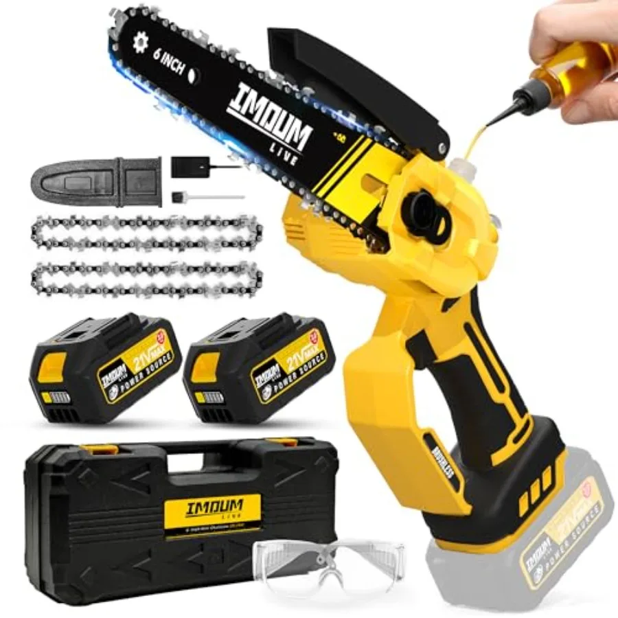 

Mini Chainsaw Cordless 6 Inch 32FT/S Fast Powerful Cutting Brushless Electric Handheld Chain Saw with 3.0Ah Battery Powered Aut