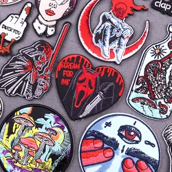 Punk Grim Reaper Embroidery Patch Iron On Patches For Clothing Hip Hop Skull Patches On Clothes Tarot Cards Sewing Stickers