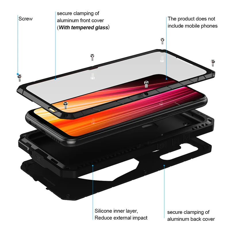 Phone Case for Xiaomi Mi Redmi Note 8 Pro 9 Pro 9s 10 10pro Shockproof Cover Heavy Duty Protection Armor Metal Phone Accessories