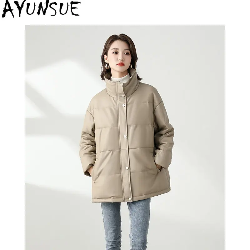 

AYUNSUE Genuine Sheepskin Jacket Women 2023 Winter Down Coats for Women Real Leather Jackets Puffer Coat Warm Chaquetas Mujeres